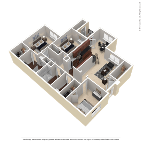 a 3d floor plan of a 2100 sq ft house